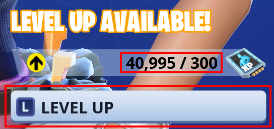 Click Level Up to level up your hero in Save the World