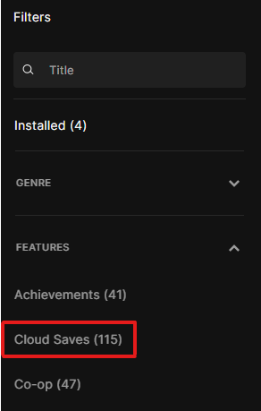 クラウドセーブのフィルター