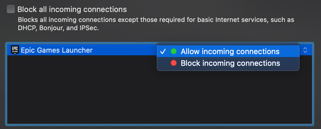 Allow incoming connections using a Mac