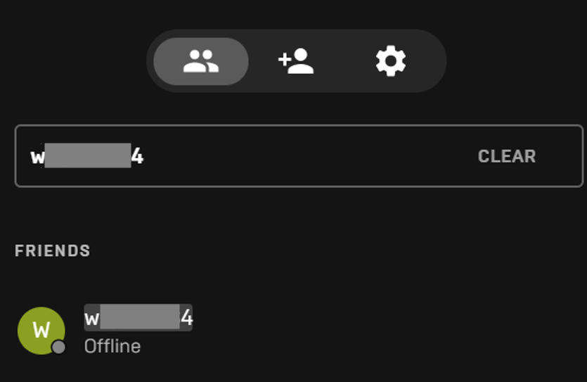 Search for the player's name in the search field.